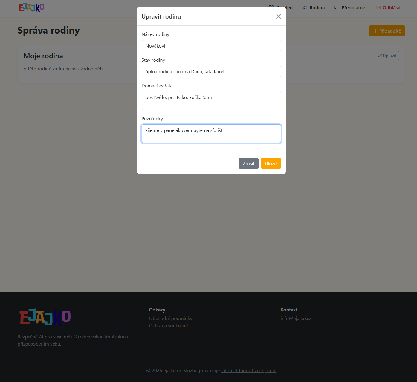 Rodičovská administrace 2